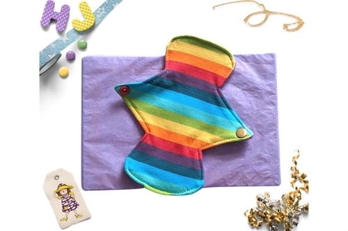 Buy  8 inch Cloth Pad Rainbow Stripes now using this page